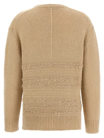 Fabiana Filippi Textured Knit Camel Sweater With Ribbed Edges In Brown