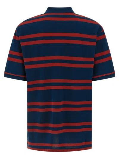 Valentino Striped Polo Shirt Regular Collar In Blue