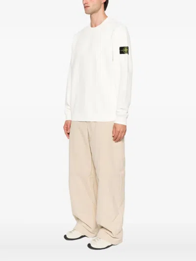 Stone Island Turtleneck Ribbed Wool Sweater In Neutral