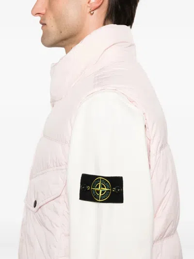 Stone Island Turtleneck Ribbed Wool Sweater In Neutral