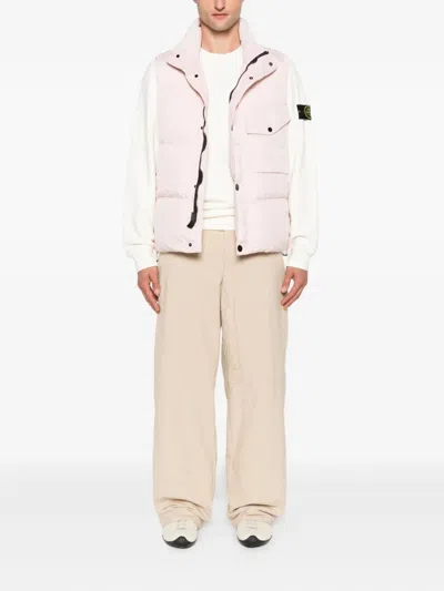 Stone Island Turtleneck Ribbed Wool Sweater In Neutral