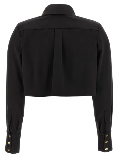 Elisabetta Franchi Short Shirt With Long Sleeves And Collar In Black