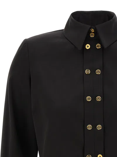 Elisabetta Franchi Short Shirt With Long Sleeves And Collar In Black