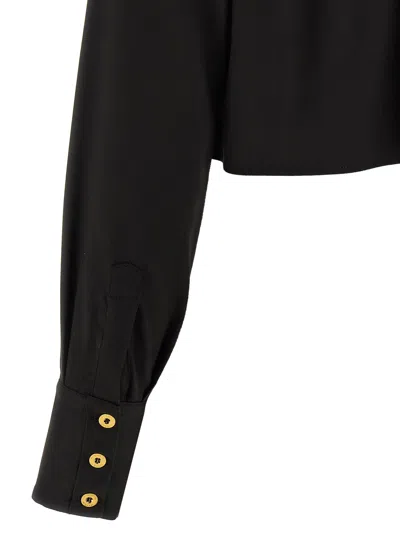 Elisabetta Franchi Short Shirt With Long Sleeves And Collar In Black