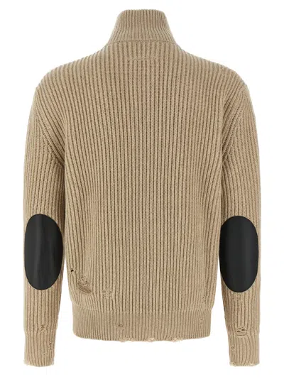 Mm6 Maison Margiela Distressed Wool Cardigan Sweaters And Cardigans Beige In Neutral