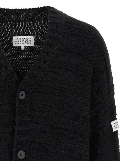 Mm6 Maison Margiela Distressed Wool Blend Cardigan In Black