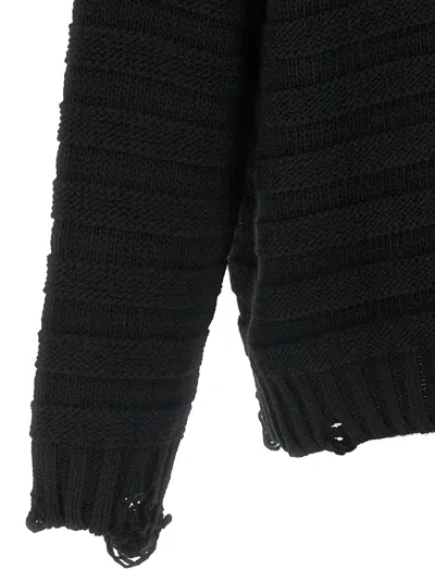 Mm6 Maison Margiela Distressed Wool Blend Cardigan In Black