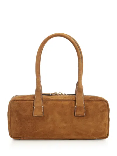 Staud Dude Shoulder Bag Suede Handbags Beige