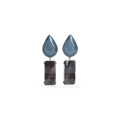 Giorgio Armani Teardrop-rectangular Stone Clip-on Earrings In Animal Print