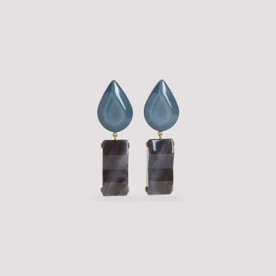 Giorgio Armani Teardrop-rectangular Stone Clip-on Earrings In Animal Print
