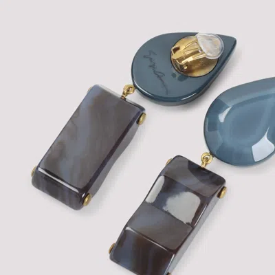 Giorgio Armani Teardrop-rectangular Stone Clip-on Earrings In Animal Print