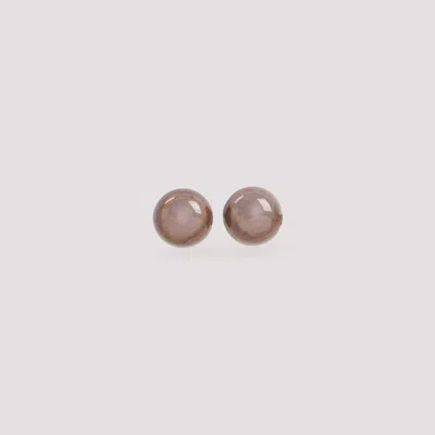 Giorgio Armani Glossy Brass Earrings With Rounded Design In Brown