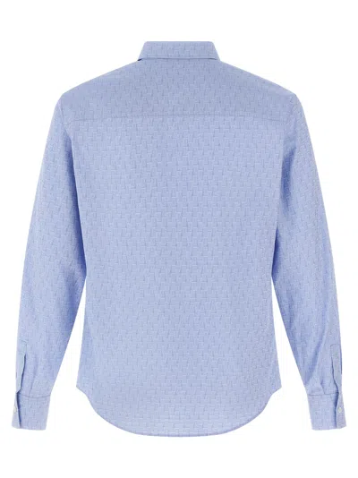 Ferragamo Logo Monogram Button-up Shirt In Blue