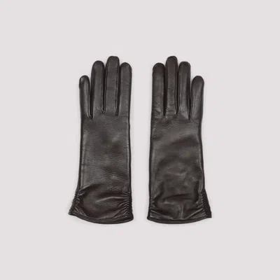 Giorgio Armani Lambskin Nappa Leather Gloves In Black