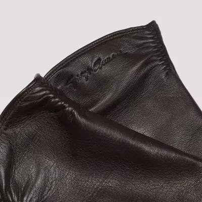 Giorgio Armani Lambskin Nappa Leather Gloves In Black