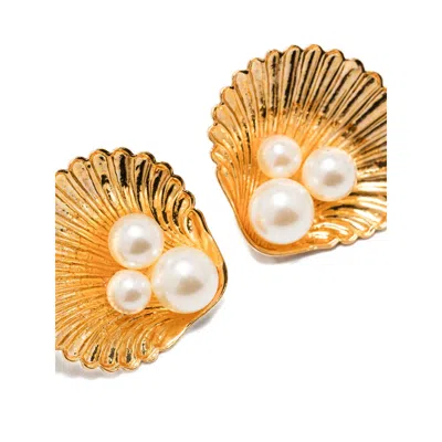 Jennifer Behr Gold  White Earrings In Gold