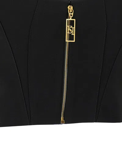 Elisabetta Franchi Lightweight Corset-style Crepe Top With Heart Neckline In Black