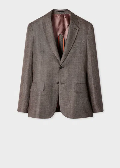 Paul Smith Brown Linen-wool Buggy-lined Blazer In Gray