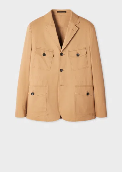 Paul Smith Tan Fine Cotton-twill Four Pocket Blazer Brown In Brown