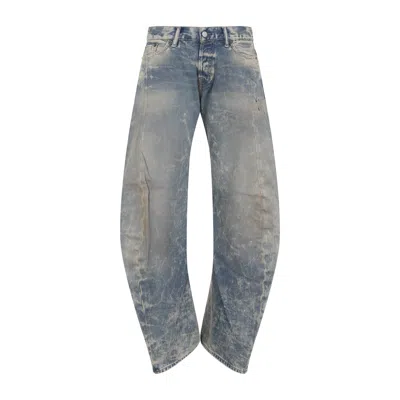 Acne Studios Distressed Low Waist Cotton Jeans In Blue