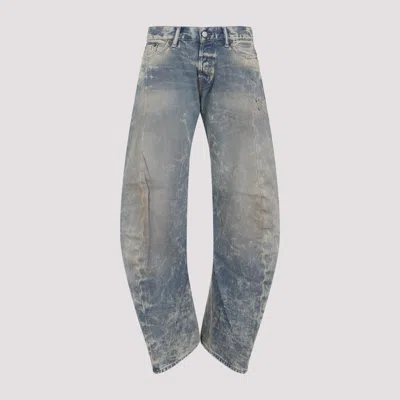 Acne Studios Distressed Low Waist Cotton Jeans In Blue