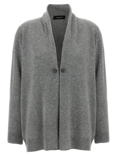 Fabiana Filippi Jewel Brooch Cardigan Sweaters And Cardigans Gray In Gray