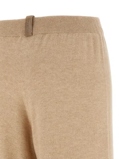 Fabiana Filippi Cropped Wide-leg Pants With Ribbed Waistband And Vertical Seams In Brown