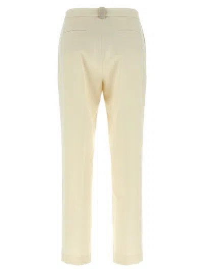 Fabiana Filippi Front Pleated Trousers With Belt Loops And Back Pockets In Neutral