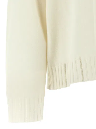 Fabiana Filippi Sweater V-neck Ribbed Cuffs Hem Neckline In White