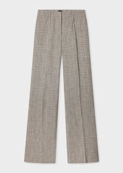 Ps By Paul Smith Women's Grey Textured Check Wide-leg Trousers White