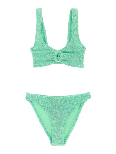 Hunza G Julia Bikini Crinkle Circle Cutout In Green
