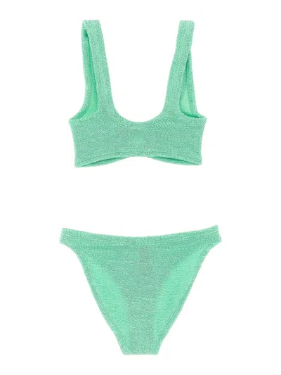 Hunza G Julia Bikini Crinkle Circle Cutout In Green