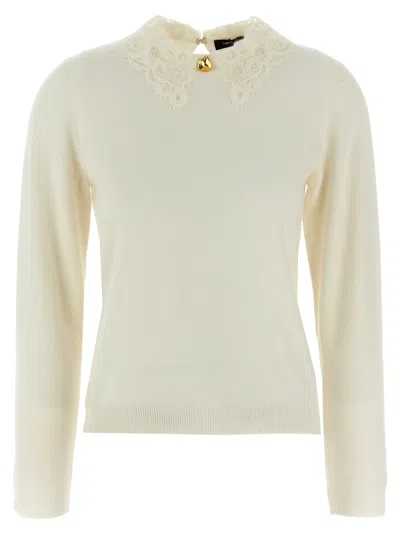 Fabiana Filippi Lace Neck Sweater Sweaters And Cardigans White In White