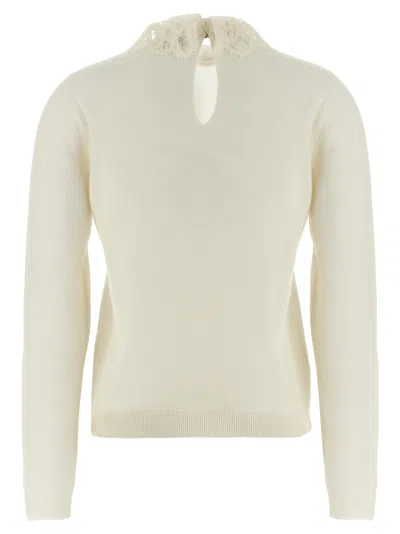 Fabiana Filippi Lace Neck Sweater Sweaters And Cardigans White In White