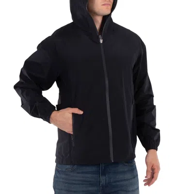 Save The Duck Black Orik Hooded Windbreaker Jacket In Black