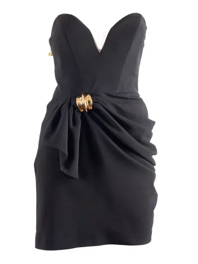 Elisabetta Franchi Structured Black Evening Dress In Black