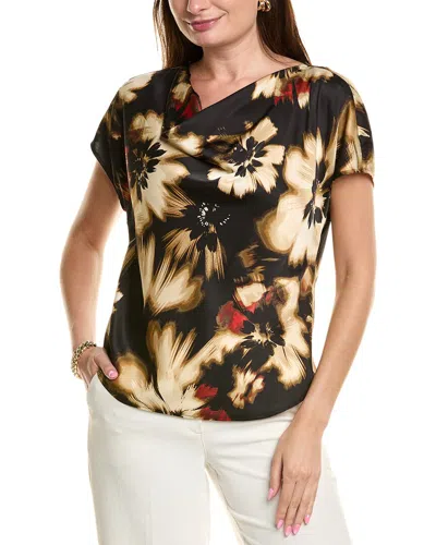 Anne Klein Satin Cowl Blouse In Multi