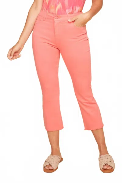 Renuar Woven Cropped Boot Leg Pant In Coral