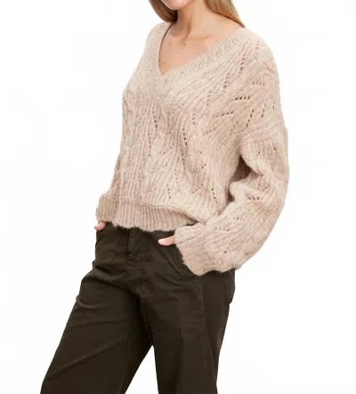 Velvet By Graham & Spencer Sade V-neck Knit Sweater In Oatmeal