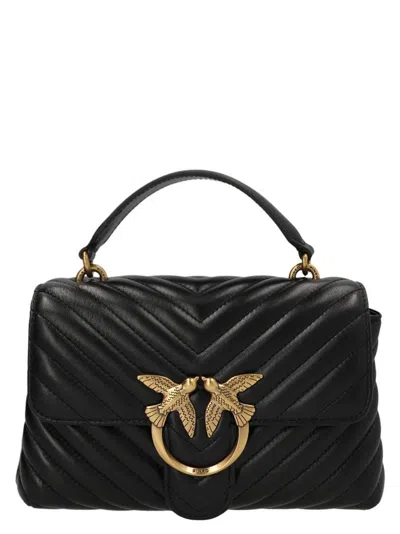 Pinko Large Lady Love Bag Puff Chevron Handbag In Black