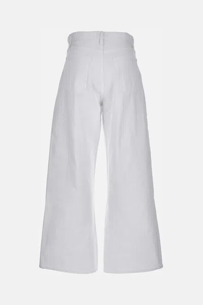 Frame The Loose Cotton Mid Rise Wide Jeans In White