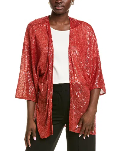 Anne Klein Kimono Cardigan In Red