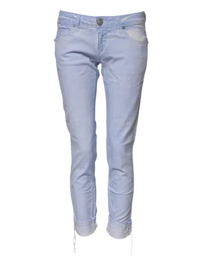 Acht Light Blue Cotton Slim Fit Denim Low Waist Denim Jeans In Blue