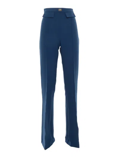 Elisabetta Franchi Tailored Blue Trousers In Blue
