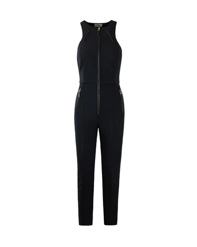 Elisabetta Franchi Zip-front Halterneck Jumpsuit In Black