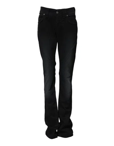 John Galliano Black Cotton Mid Waist Tapered Denim Jeans In Black