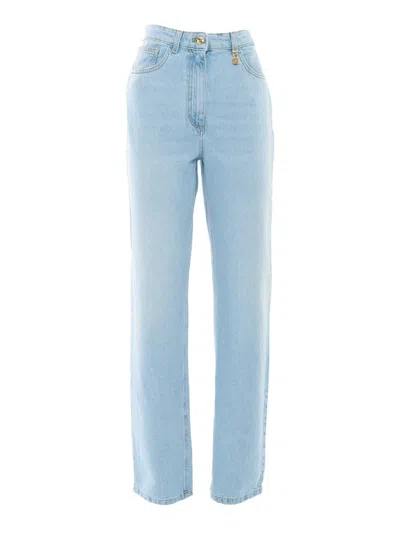 Elisabetta Franchi Classic Straight-leg Light Blue Jeans In Blue