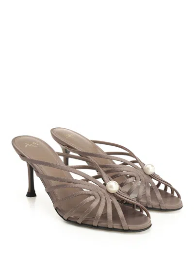 Alevì Milano Louise-75 075 Glam Satin Sandals Beige