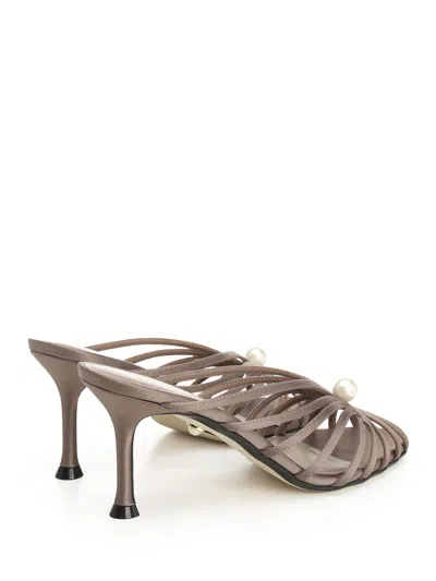 Alevì Milano Louise-75 075 Glam Satin Sandals Beige