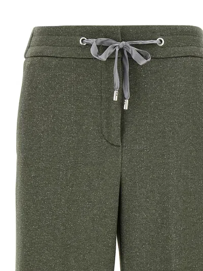 Peserico Shimmering Sweatpants Drawstring Waistband In Green